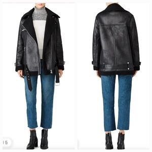 Avec Les Filles Faux Shearling Sherpa Moto Jacket Womens Size 1X Black